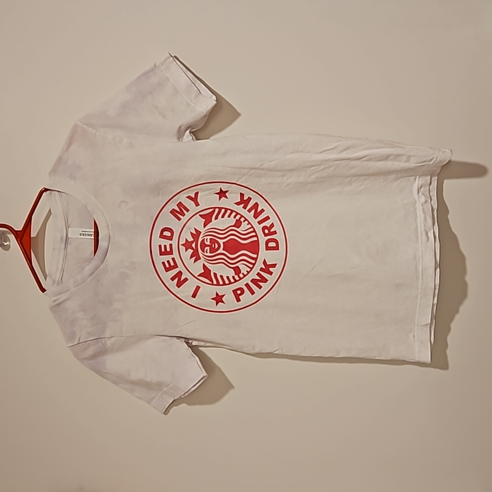 Bella Canvas graphic tee 'I need my pink drink' Starbuck's mermaid logo Small